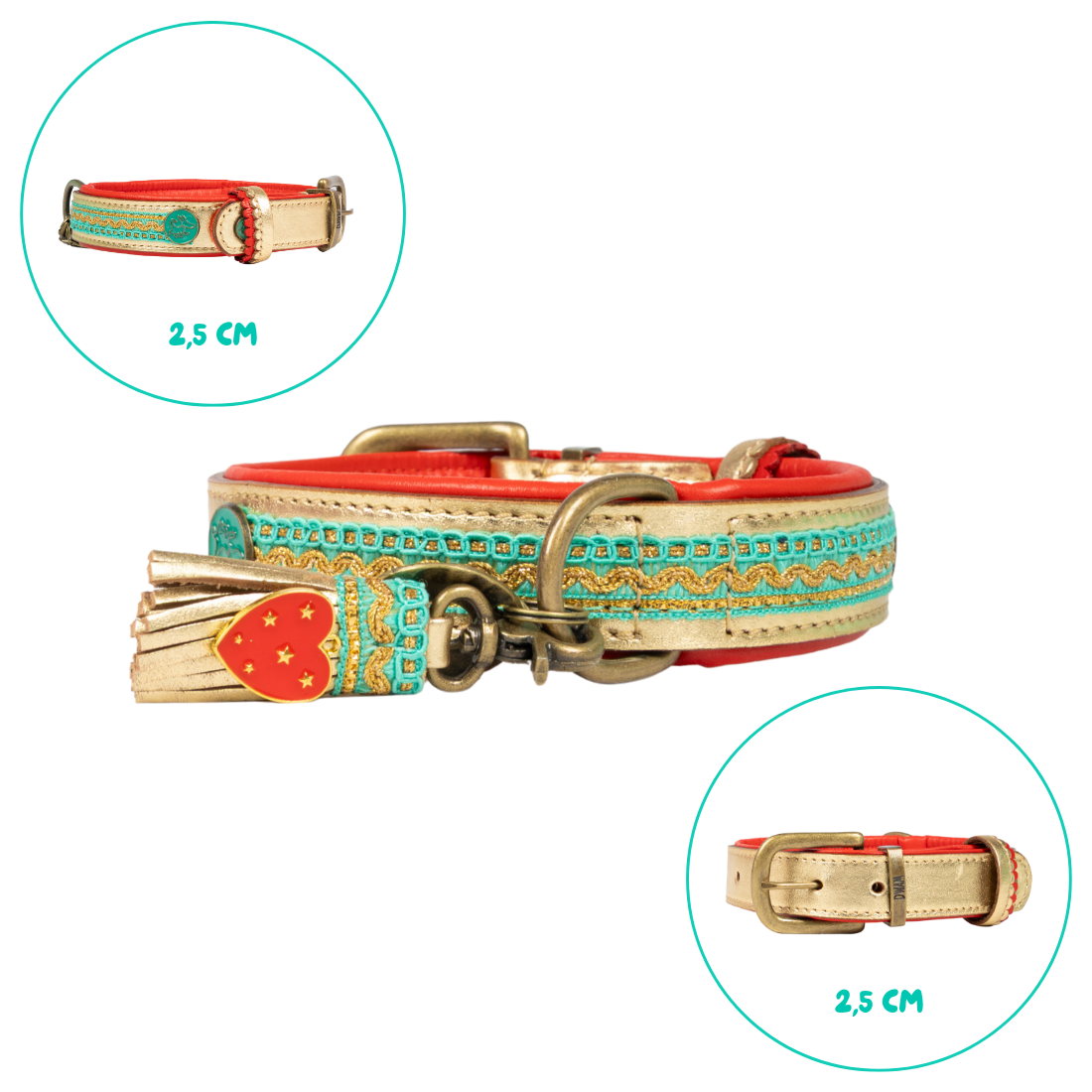 Coco Noël 2,5 cm Halsband M (Halsomvang 32-39 cm / 2,5 cm)