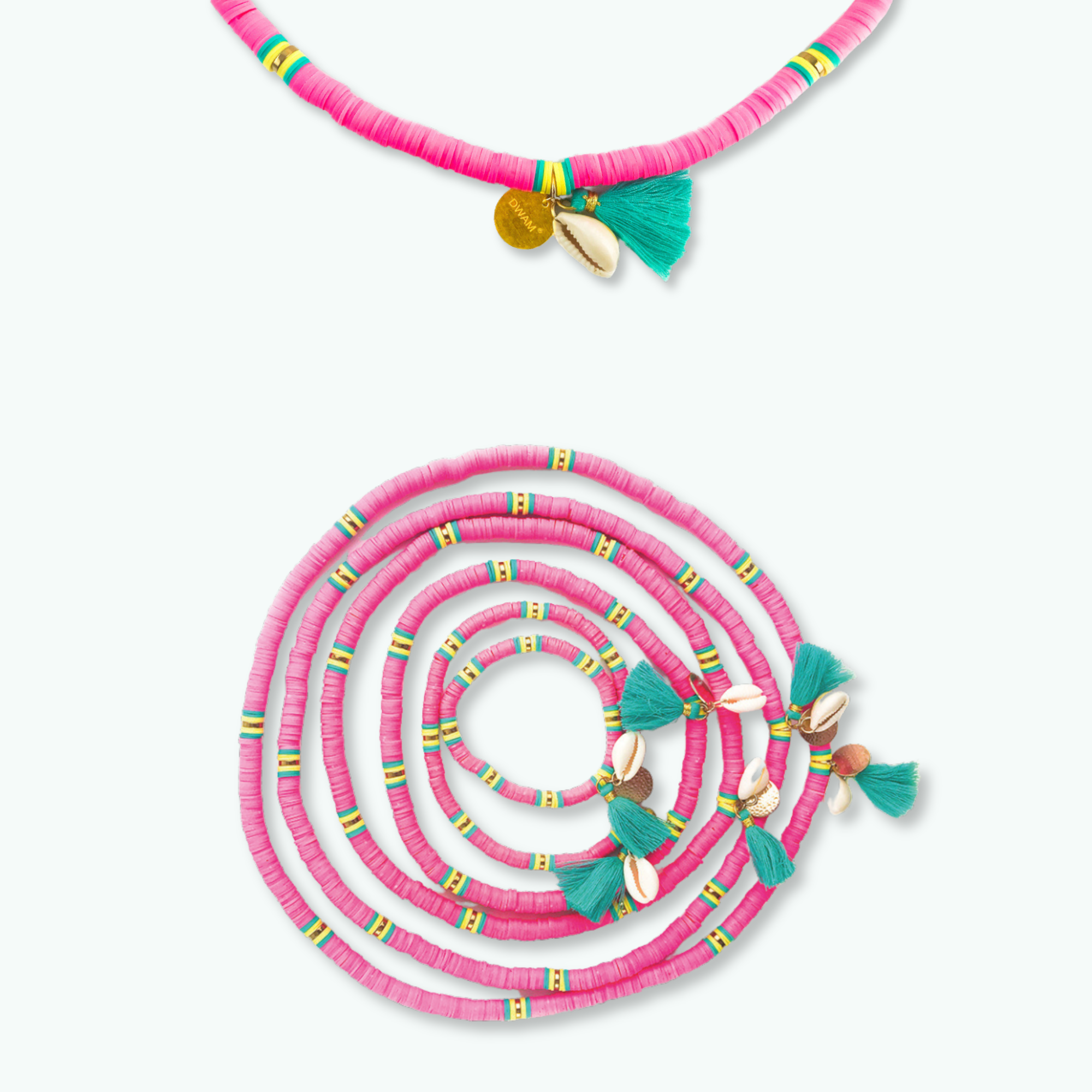 Bondi Beach- Dog with a Mission - Roze-turquise-hondenketting