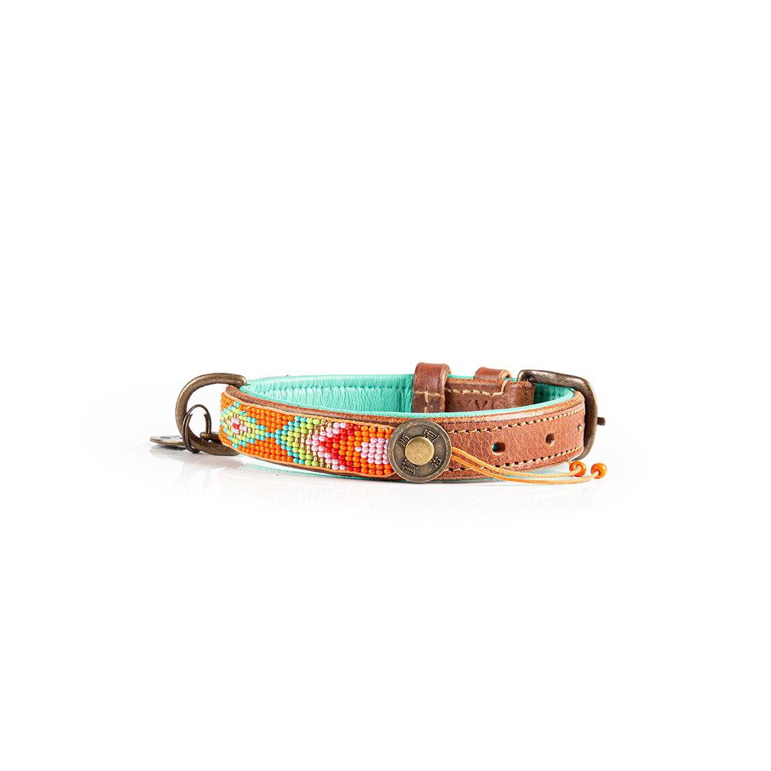 Beads Tiger Lily halsband detail oranje kralenpatroon Dog with a Mission DWAM