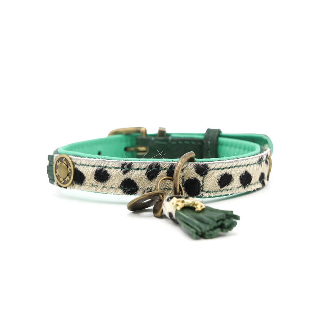 Dog-with-a-mission-Dog-collar-Animalprint-green-Ivy