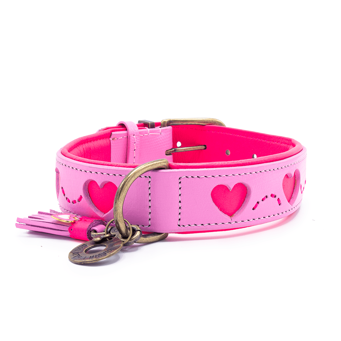 Dog-with-a-mission-Hundenhalsbande-rosa-herzen-Bunt-Sweety