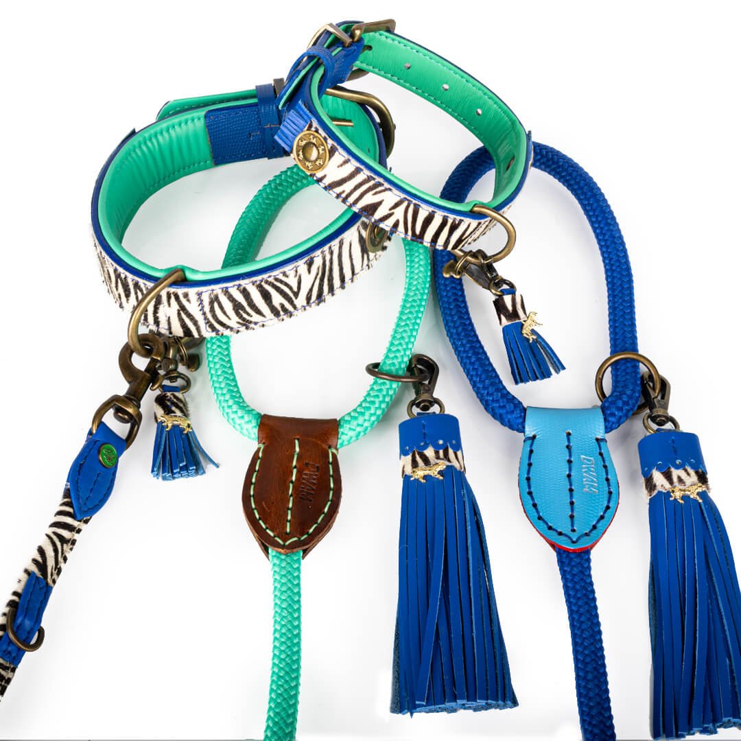 Dandy leren hondenhalsband XS met zebraprint - stoere designer accessoire voor extra kleine honden