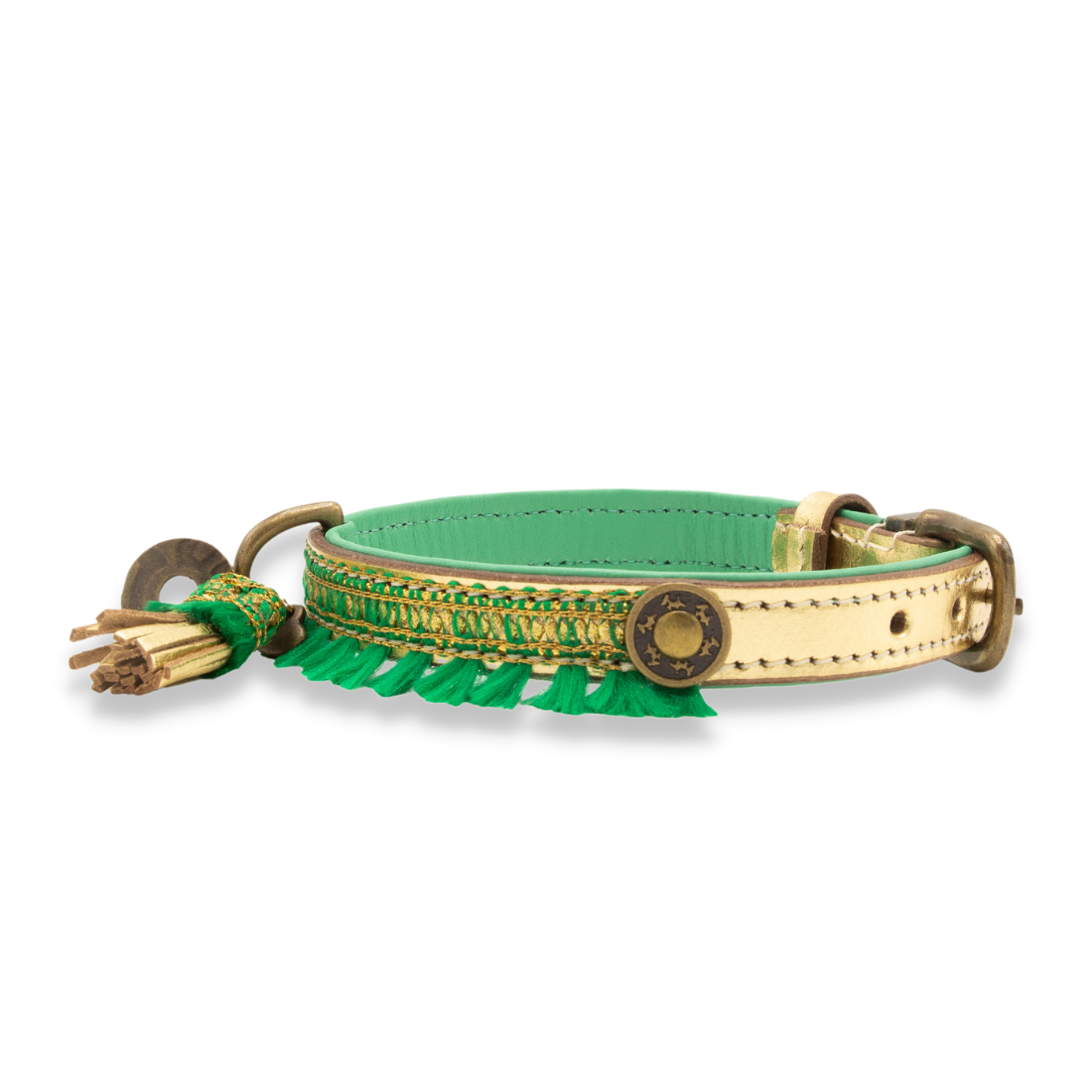dog-with-a-missions-gold-green-christmas-collar-party-animal
