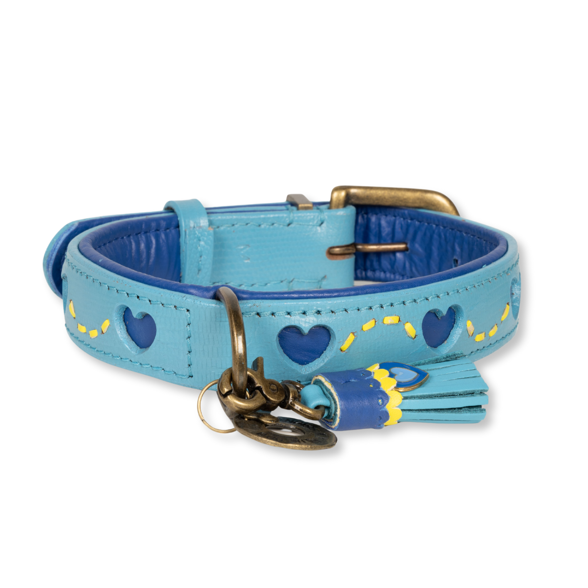 Sky-Halsband-2,5cm-voorkant-website-Dog with a Mission-blauw-geel