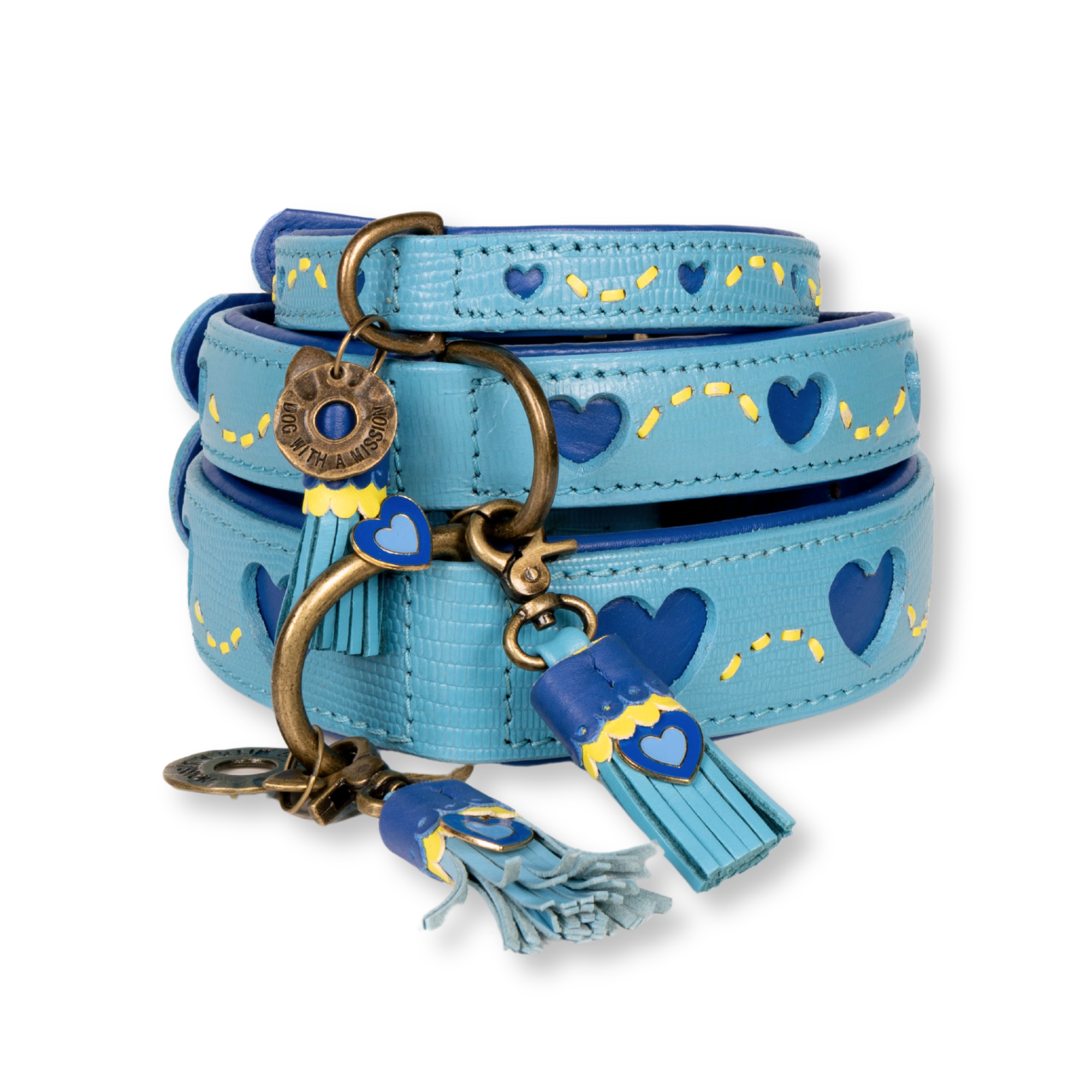 Sky-Halsband-Stapel-website-Dog with a Mission-blauw-geel
