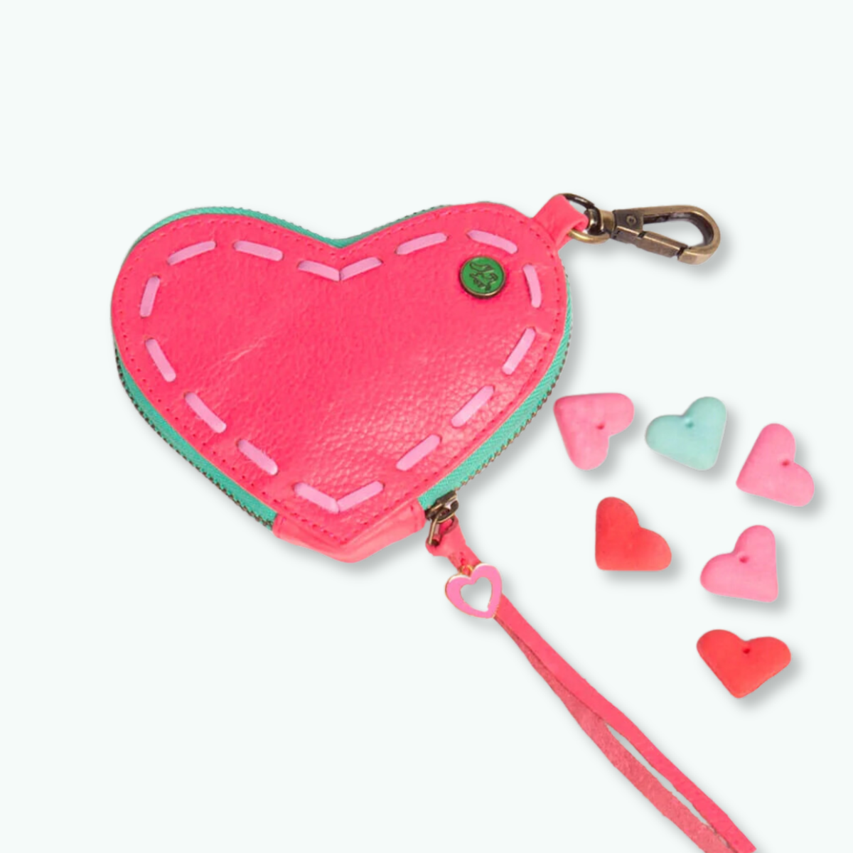 Sweety Treat Pouch: Pink Heart Leather | Dog with a Mission