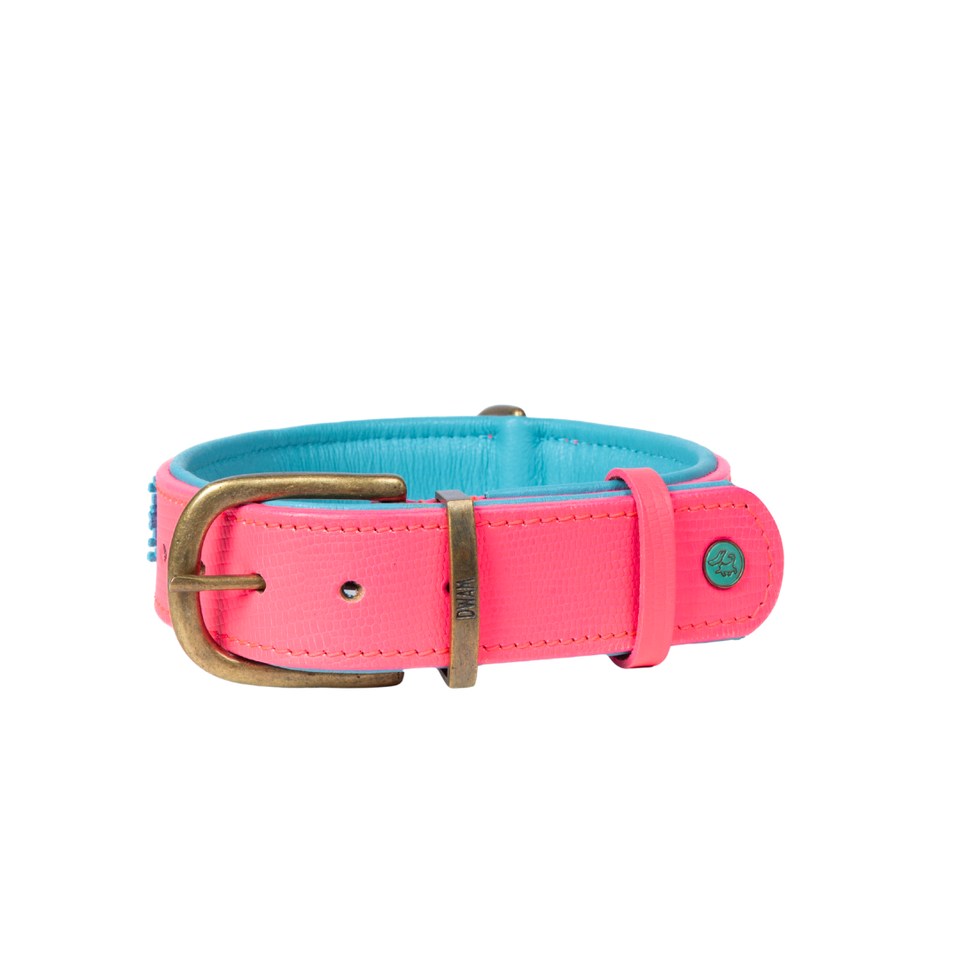 Handgemaakte boho hondenhalsband in blauw en hot pink met glitterdetails — Indian Summer Collar by Dog with a Mission
