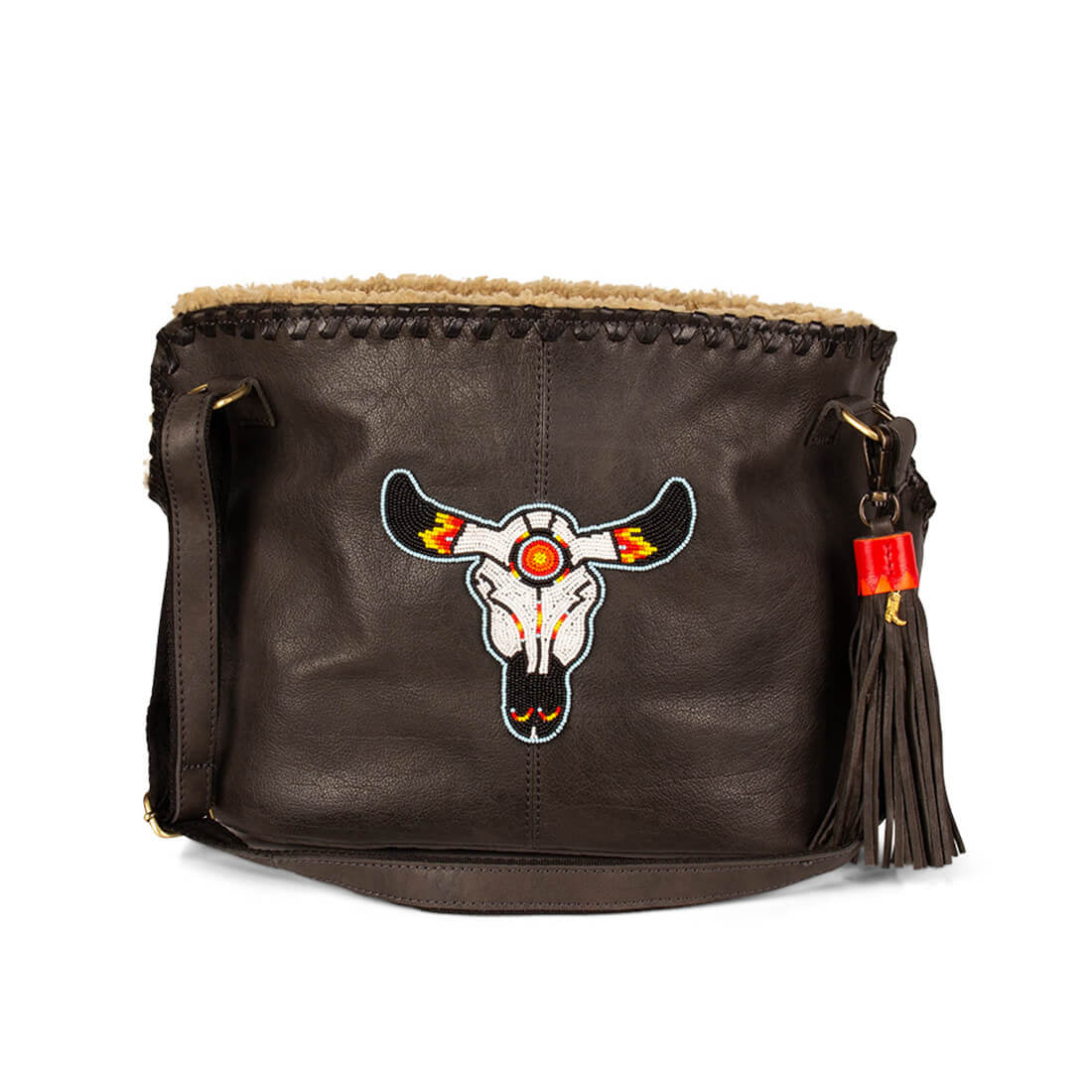 Bandit hondentas antraciet leer plat overzicht