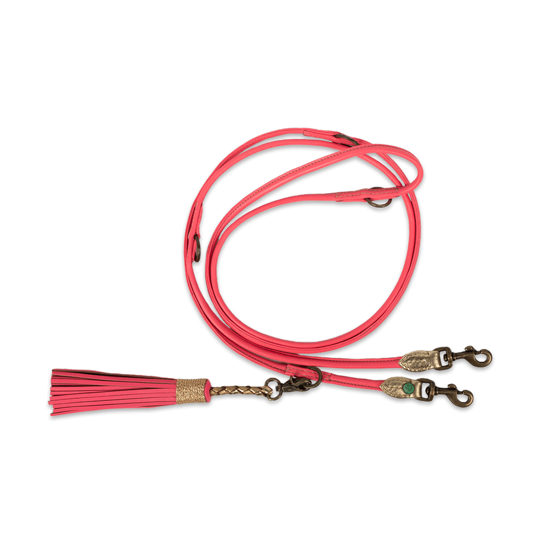 Dog-with-a-Mission_Pink-Golden-Leather-Dog-Leash