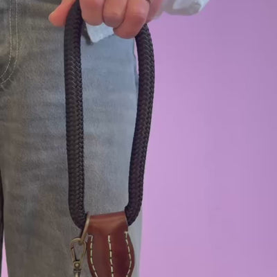 Stone sliplead halsband en riem in één touw met stopper zwart - Dog with a Mission