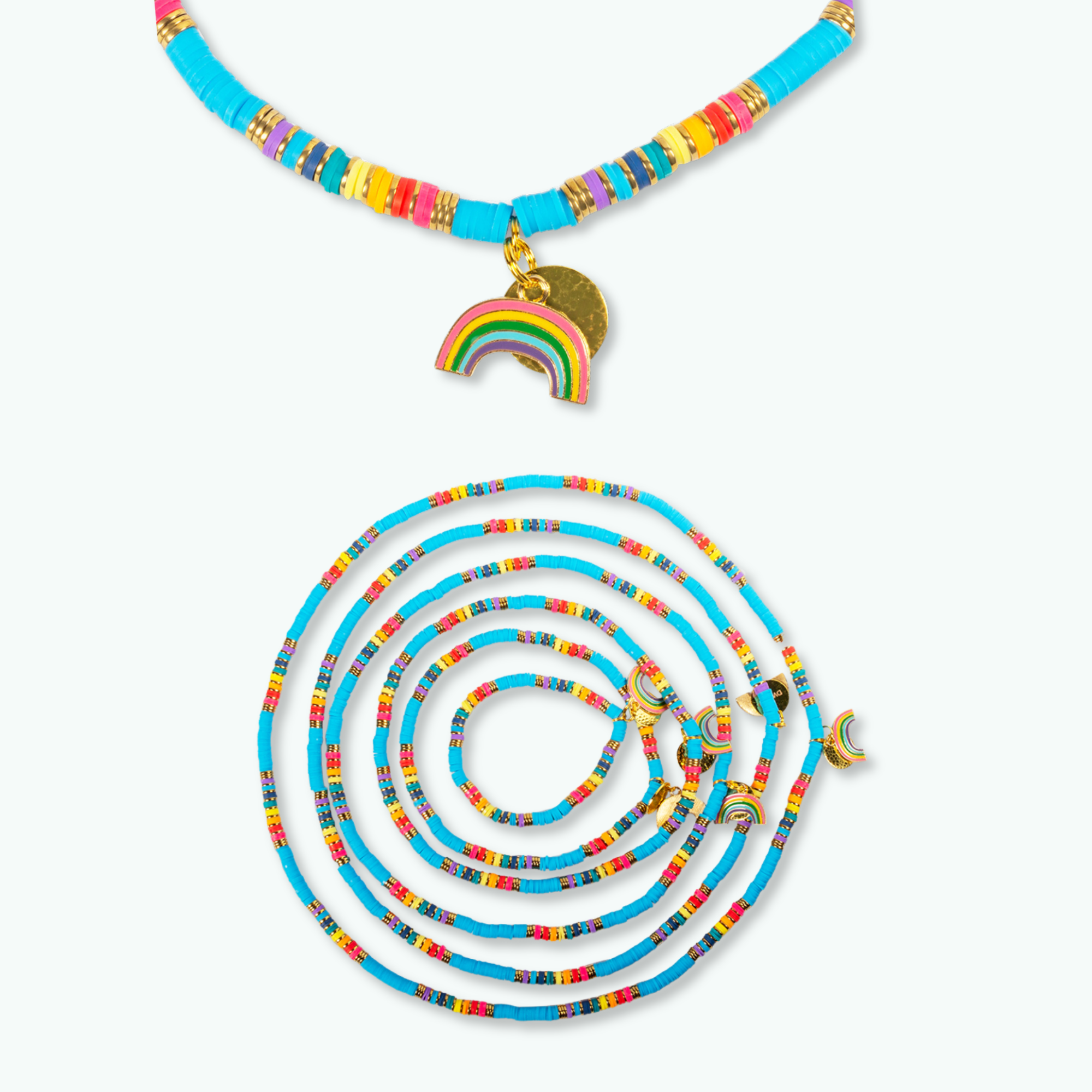 Rainbow - Dog with a Mission - Blauw-Geel-Oranje-Multi-Hondenketting