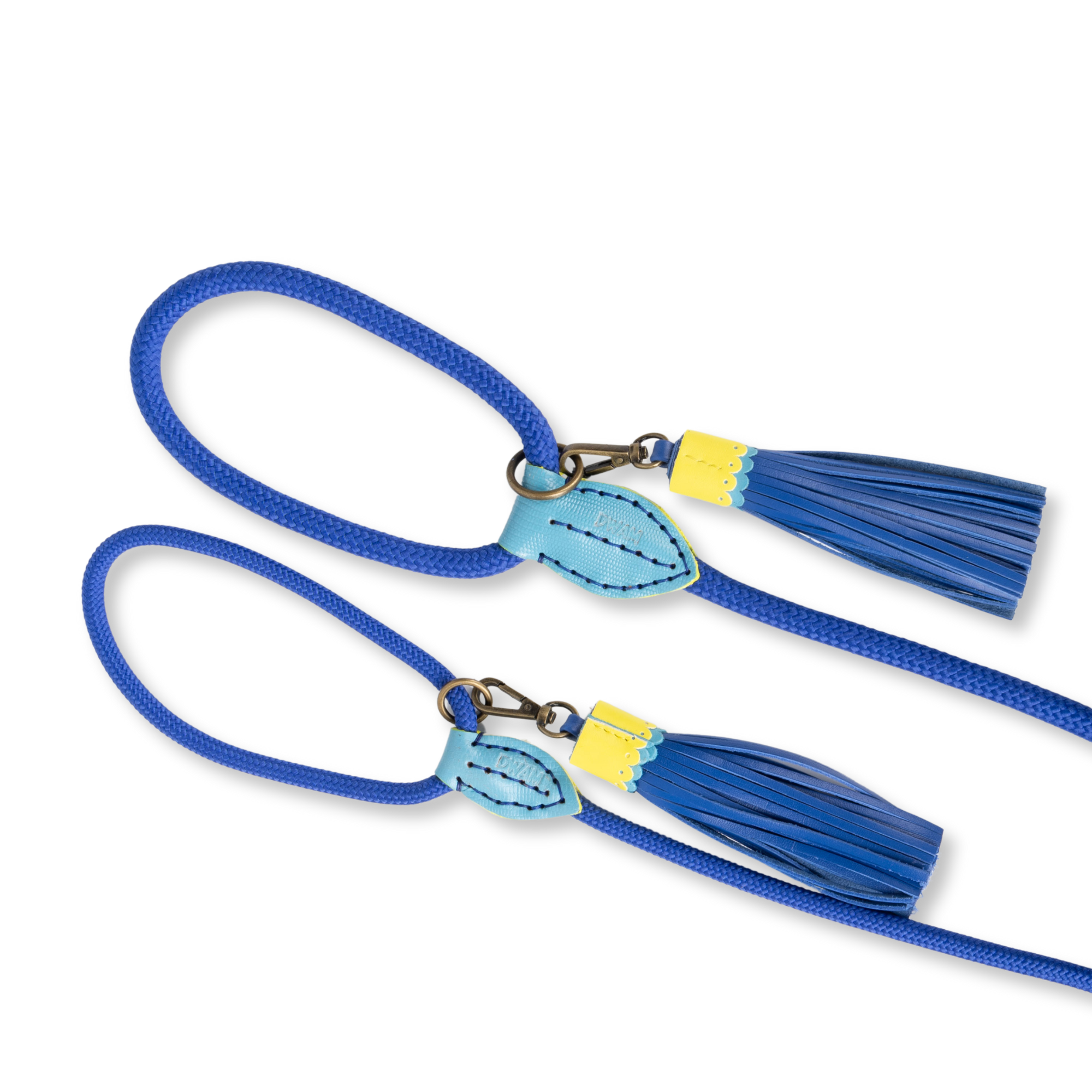 Sky-Hondenriem-S-L-classic-website-Dog with a Mission-blauw-geel